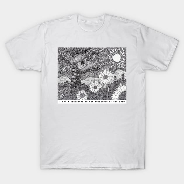 REM Driver 8 - "I saw a Treehouse on the Outskirts of the Farm" T-Shirt by Christopher's Doodles